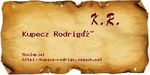 Kupecz Rodrigó névjegykártya